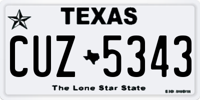 TX license plate CUZ5343