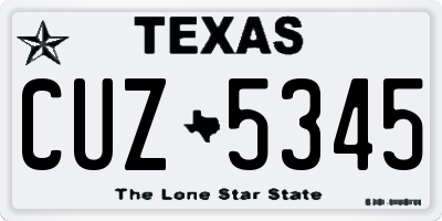 TX license plate CUZ5345