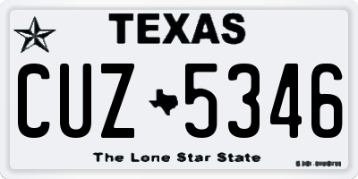 TX license plate CUZ5346