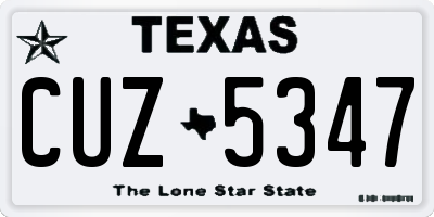 TX license plate CUZ5347