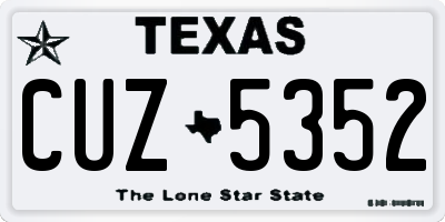 TX license plate CUZ5352