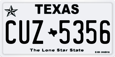 TX license plate CUZ5356