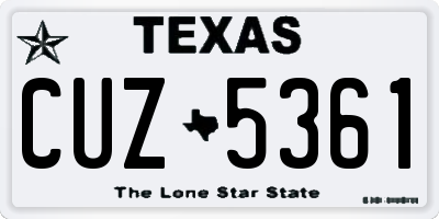 TX license plate CUZ5361