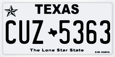 TX license plate CUZ5363