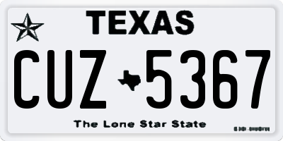TX license plate CUZ5367