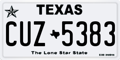 TX license plate CUZ5383