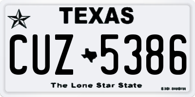 TX license plate CUZ5386