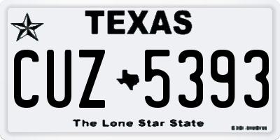 TX license plate CUZ5393