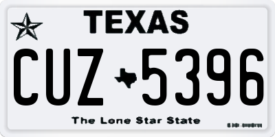 TX license plate CUZ5396