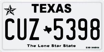 TX license plate CUZ5398