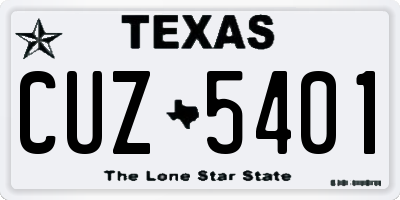 TX license plate CUZ5401