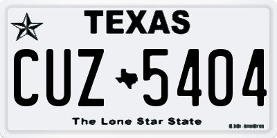 TX license plate CUZ5404