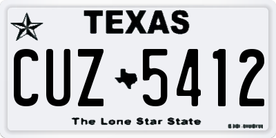 TX license plate CUZ5412