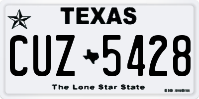 TX license plate CUZ5428