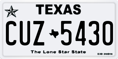 TX license plate CUZ5430