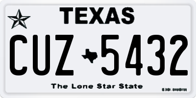 TX license plate CUZ5432