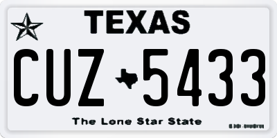 TX license plate CUZ5433