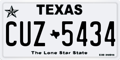 TX license plate CUZ5434