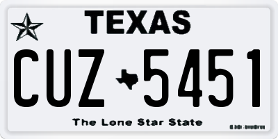 TX license plate CUZ5451