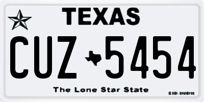TX license plate CUZ5454