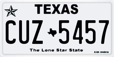 TX license plate CUZ5457