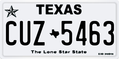 TX license plate CUZ5463
