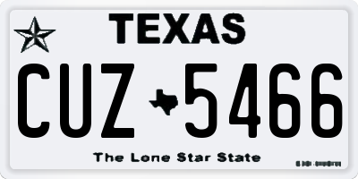 TX license plate CUZ5466