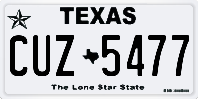 TX license plate CUZ5477