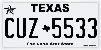 TX license plate CUZ5533