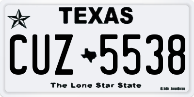 TX license plate CUZ5538
