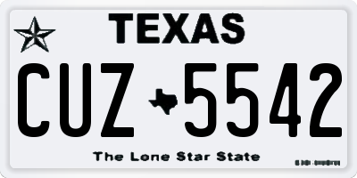 TX license plate CUZ5542