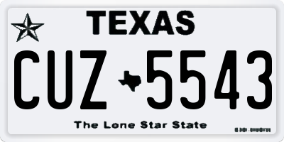 TX license plate CUZ5543