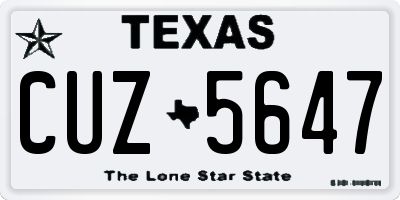 TX license plate CUZ5647