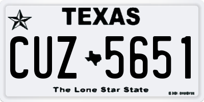 TX license plate CUZ5651