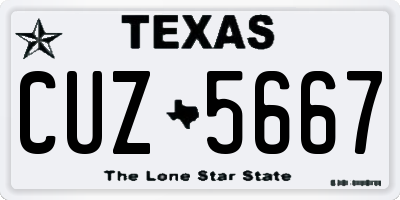 TX license plate CUZ5667