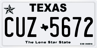 TX license plate CUZ5672