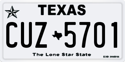 TX license plate CUZ5701