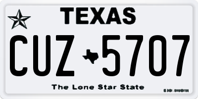 TX license plate CUZ5707