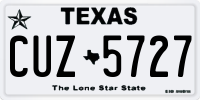 TX license plate CUZ5727