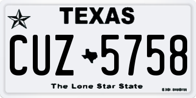 TX license plate CUZ5758