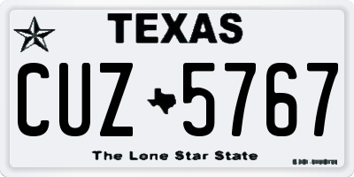TX license plate CUZ5767