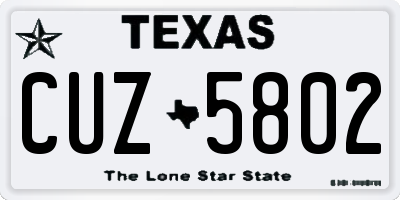 TX license plate CUZ5802