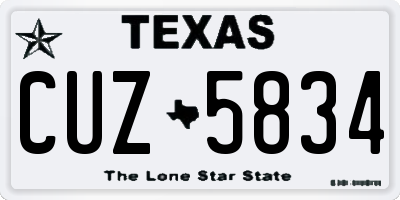 TX license plate CUZ5834