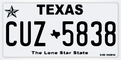 TX license plate CUZ5838