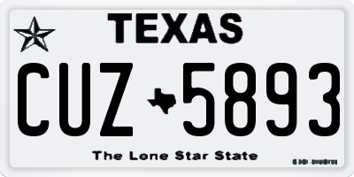 TX license plate CUZ5893