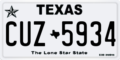 TX license plate CUZ5934