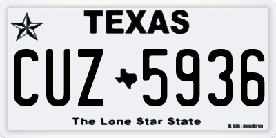TX license plate CUZ5936