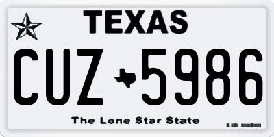 TX license plate CUZ5986