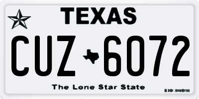 TX license plate CUZ6072