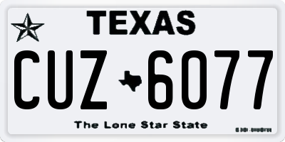 TX license plate CUZ6077